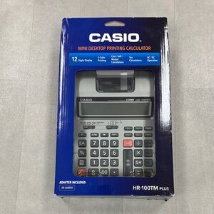 Casio HR-100TM Plus Desktop Printing Calculator 2 Color Large Display Adapter